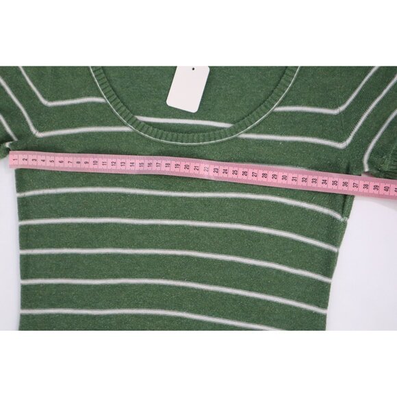 Green & White Striped Shirt Sleeve Knit Top by Between Me & You Vintage Size‎ S - Picture 5 of 7
